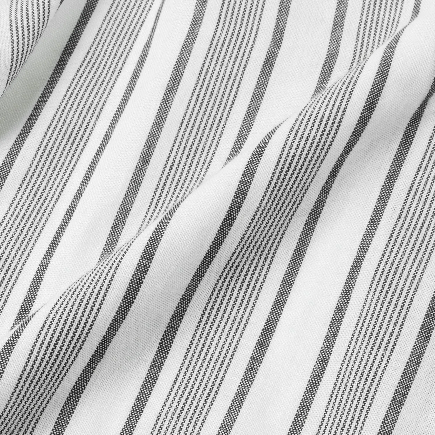 Summer Classic Camp Collar Short Sleeve Shirt - White Black Stripes