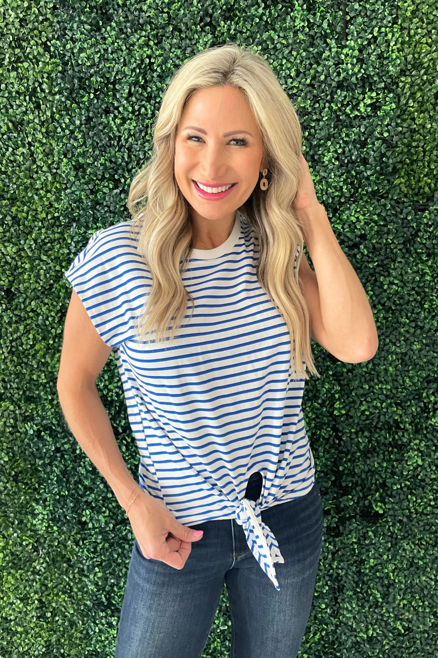 Tie Front Striped T-Shirt