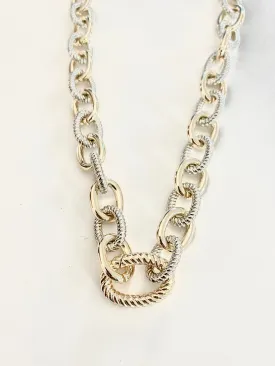 Two Tone Texture Link Necklace