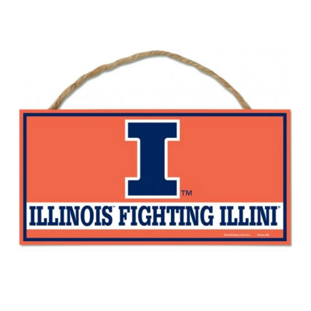 University of Illinois 5x10 Wood Sign with Rope