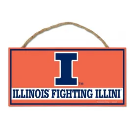 University of Illinois 5x10 Wood Sign with Rope