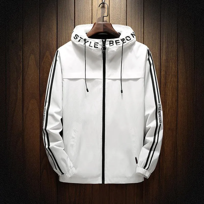 White Casual Hooded Jacket