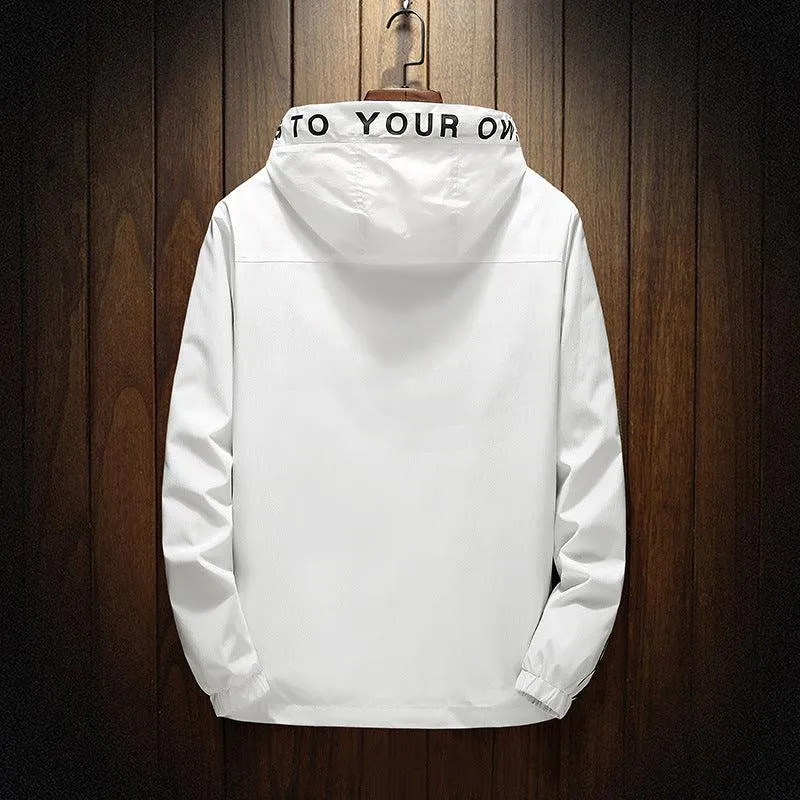 White Casual Hooded Jacket