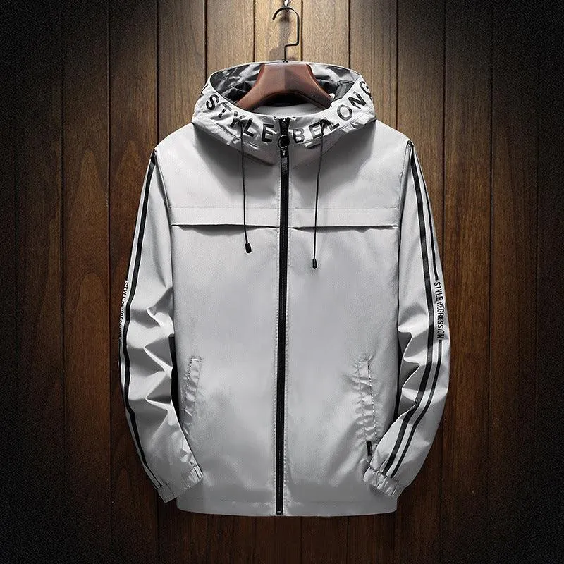 White Casual Hooded Jacket
