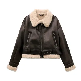 Women's Faux Shearling Belted Coat
