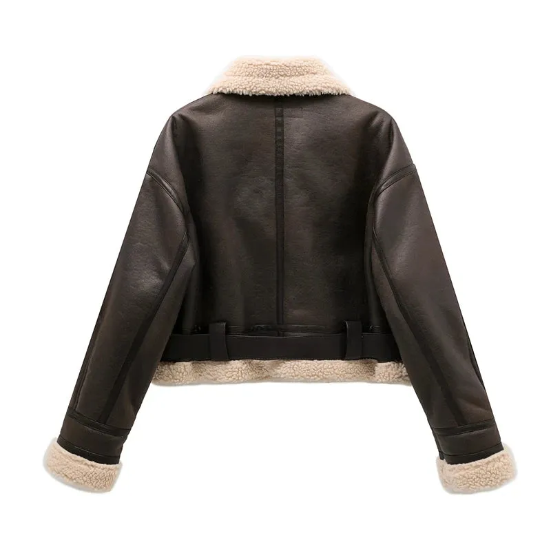 Women's Faux Shearling Belted Coat