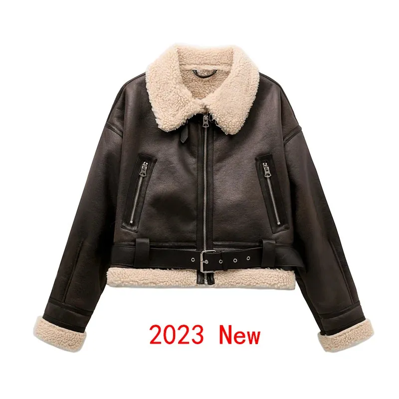 Women's Faux Shearling Belted Coat
