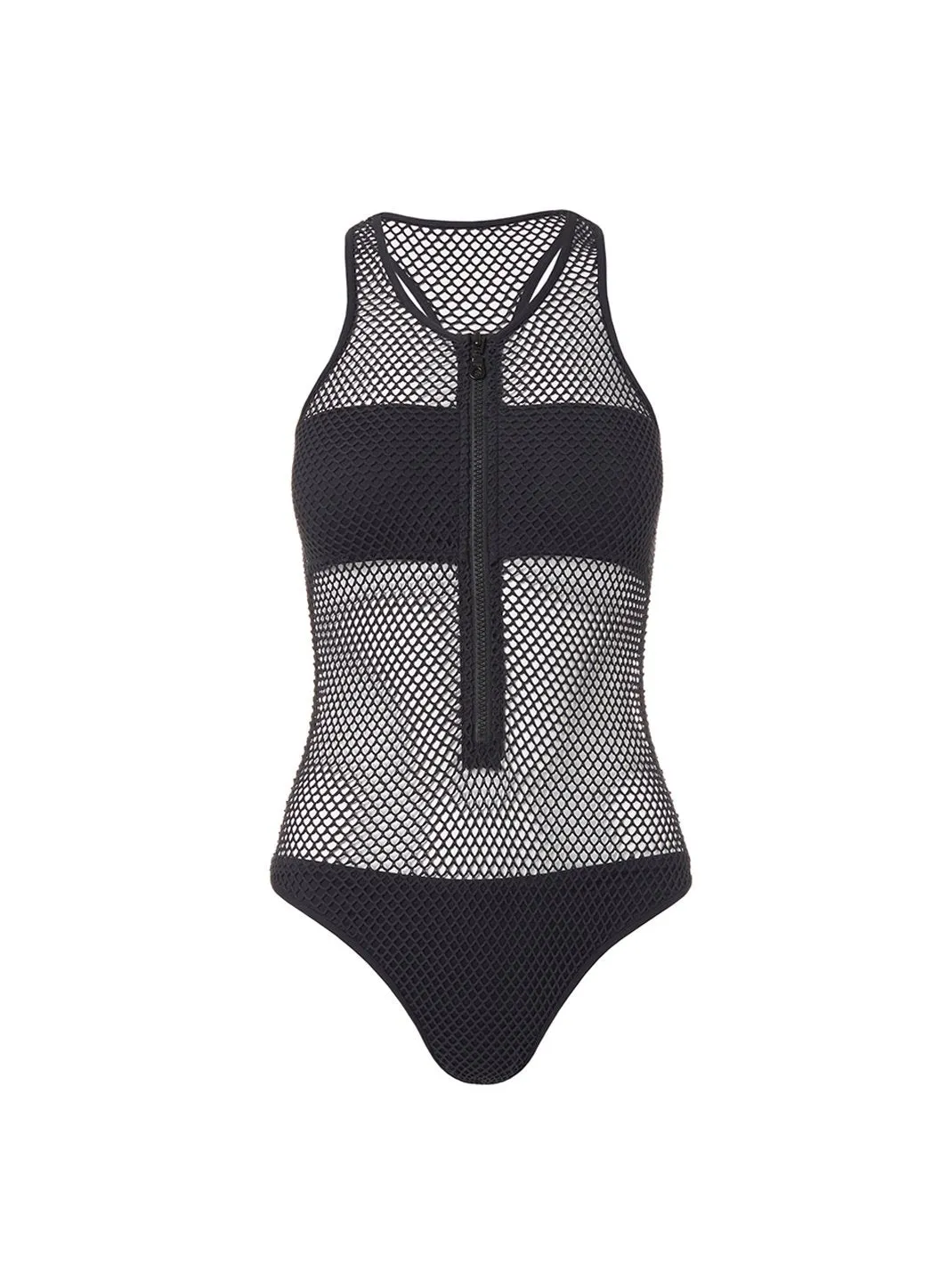 Zuma Black Sports Zip-Up Racerback Swimsuit